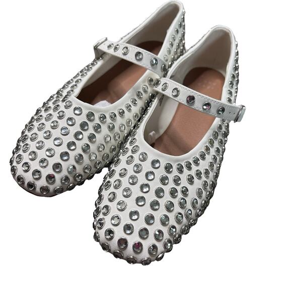 A NEW DAY Issa Rhinestone Mary Jane Ballet Flats White - Picture 1 of 5